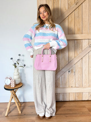 Pastel Striped Pullover / Blue-Pink