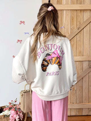 Bonjour Paris Sweater / White