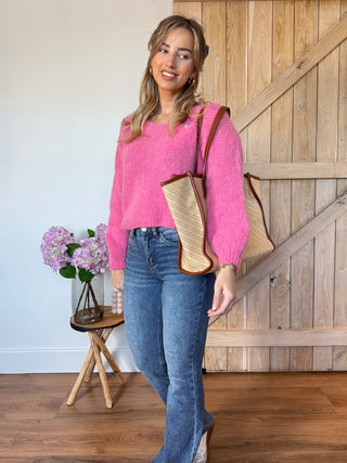 Soft V-Neck Knit / Pink