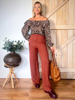 Off-Shoulder Blouse / Leopard