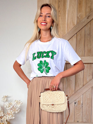 Lucky Graphic Tee / White-Green