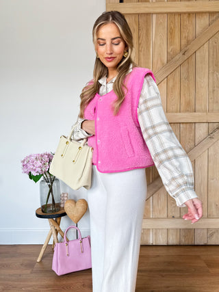 Colourful Sherpa Gilet / Pink