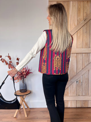 Tiger Stripe Vest / Burgundy