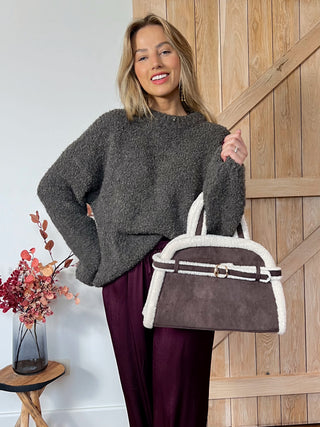 Plush Pullover Love / Brown-Grey