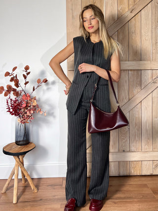 Vintage Vibe Pinstripe Suit Set / Grey