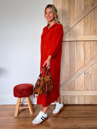 Maxi Buttoned Tetra Dress / Terracotta