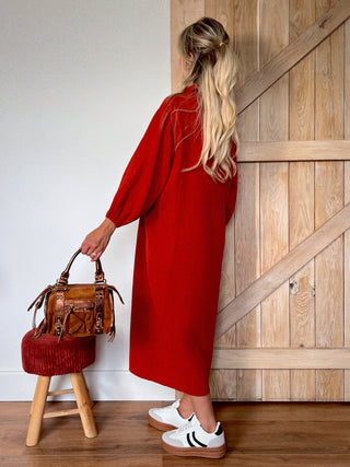 Maxi Buttoned Tetra Dress / Terracotta