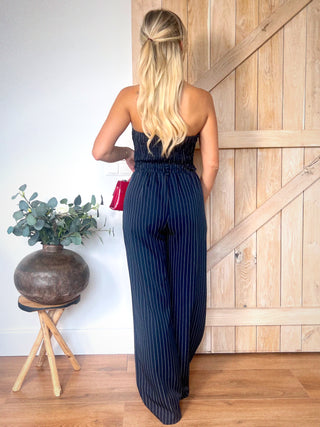 Navy Pinstripe Suit Set / Blue