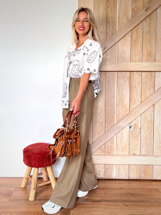 Linen Wide Leg Pantalon / Camel