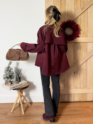 Oversized Parka Jacket / Wine Red