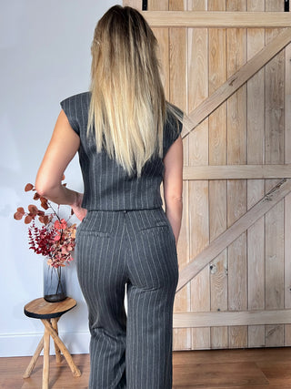 Vintage Vibe Pinstripe Suit Set / Grey