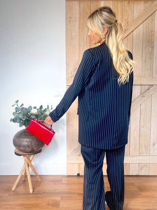 Navy Pinstripe Suit Set / Blue