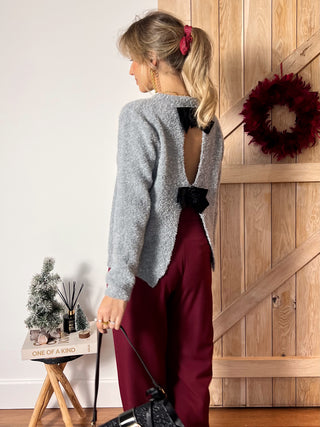 Backless Bow Knit / Grey