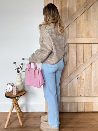 High Waist Button Jeans / Light Blue