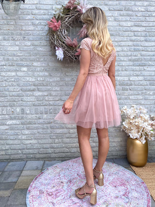 Tulle Mini Dress / Old Rose