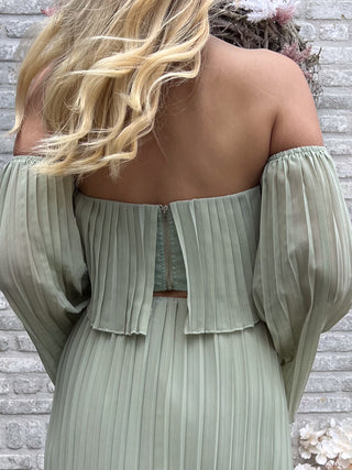 Off Shoulder Boho Set / Mint