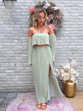 Off Shoulder Boho Set / Mint