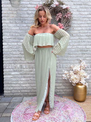 Off Shoulder Boho Set / Mint