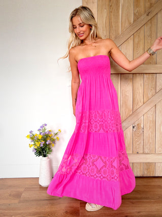 Strapless Maxi Dress / Fuchsia