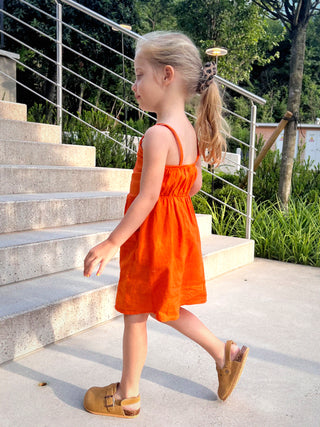 Button-Down Linen Summer Dress / Orange