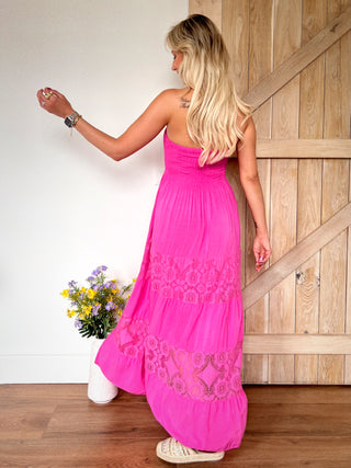 Strapless Maxi Dress / Fuchsia