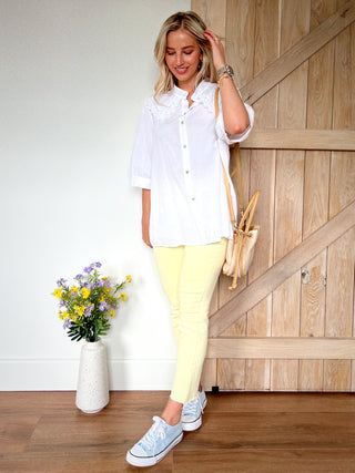 Cropped Straight Jeans / Pastel Yellow
