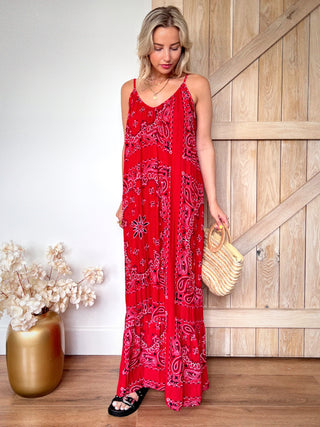 Long Paisley Dress / Red